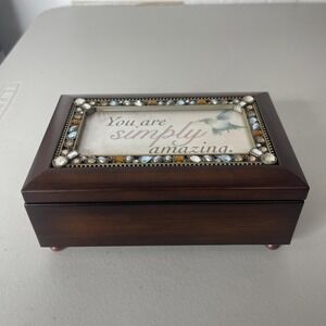 Musical Jewelry Box Jeweled Picture Frame Plays "You Are Simply Amazing" New